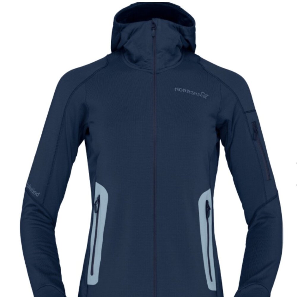 BRAND NEW Norröna Women's Falketind Power Grid Hood Indigo Night SZ S